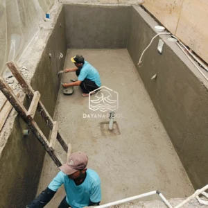 proses pembuatan kolam renang tahap waterprofing