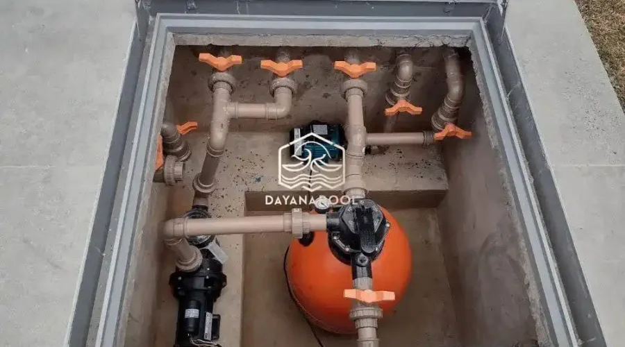 instalasi kolam renang di ruang mesin oleh dayanapool