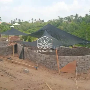 proses pembuatan kolam renang tahap begisting luar