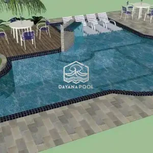 desain kolam renang di resord