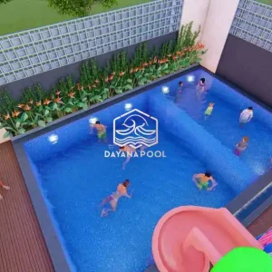 desain kolam renang di resord