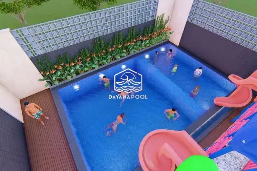 desain kolam renang di resord