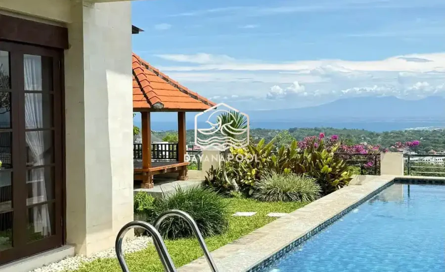 kolam renang skimmer dengan finishing batu sukabumi buatan dayanapool