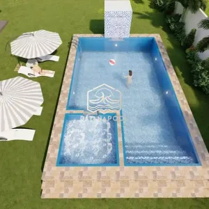 desain kolam renang di halaman belakang villa