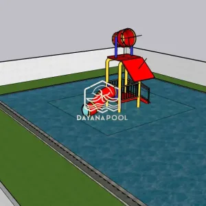 desain kolam renang denagn wahana bermain